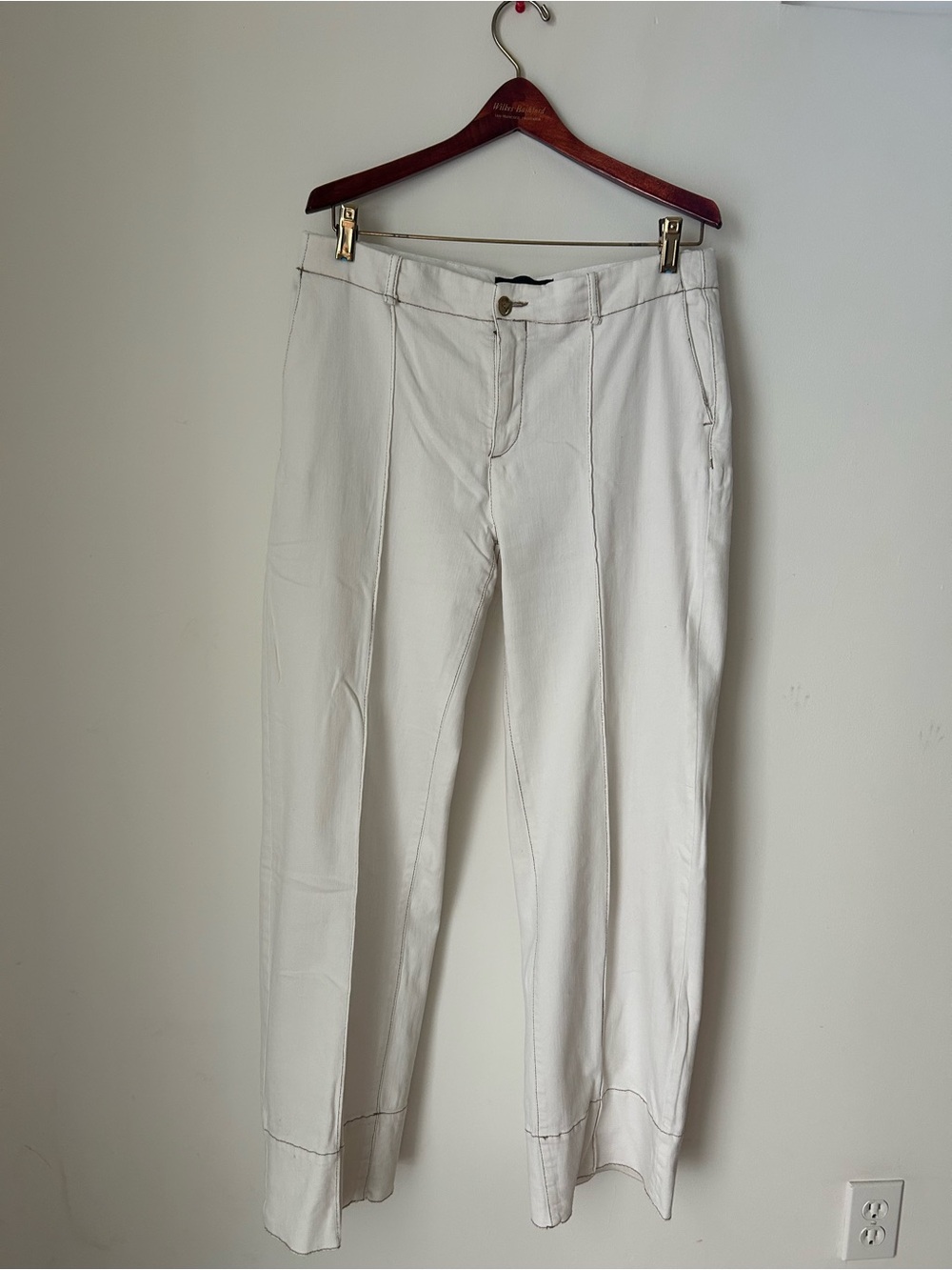 Zara White Women's Trousers with Front Pleats